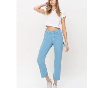 NWT Vervet Blue Womens 30 Norah High Rise Straight Carpenter Relaxed Non Stretch